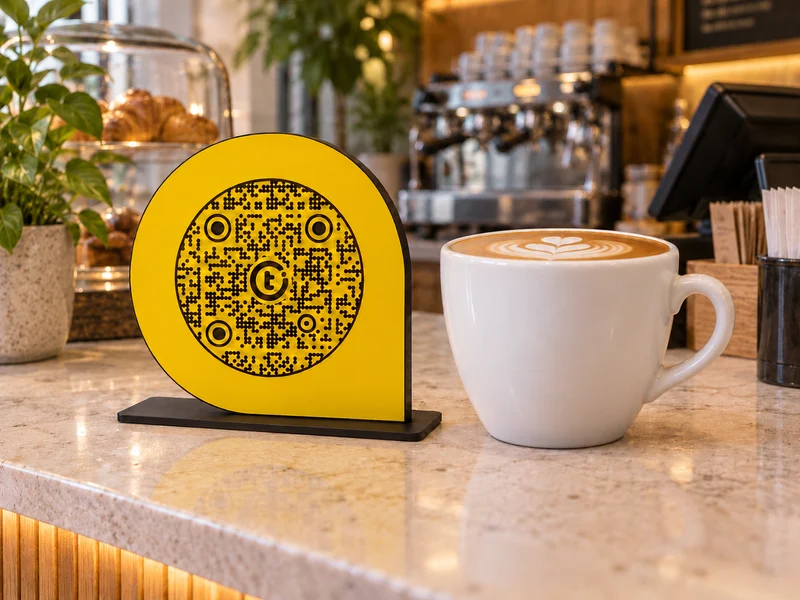 ScanPoint and coffee cup in a café reception product visualization