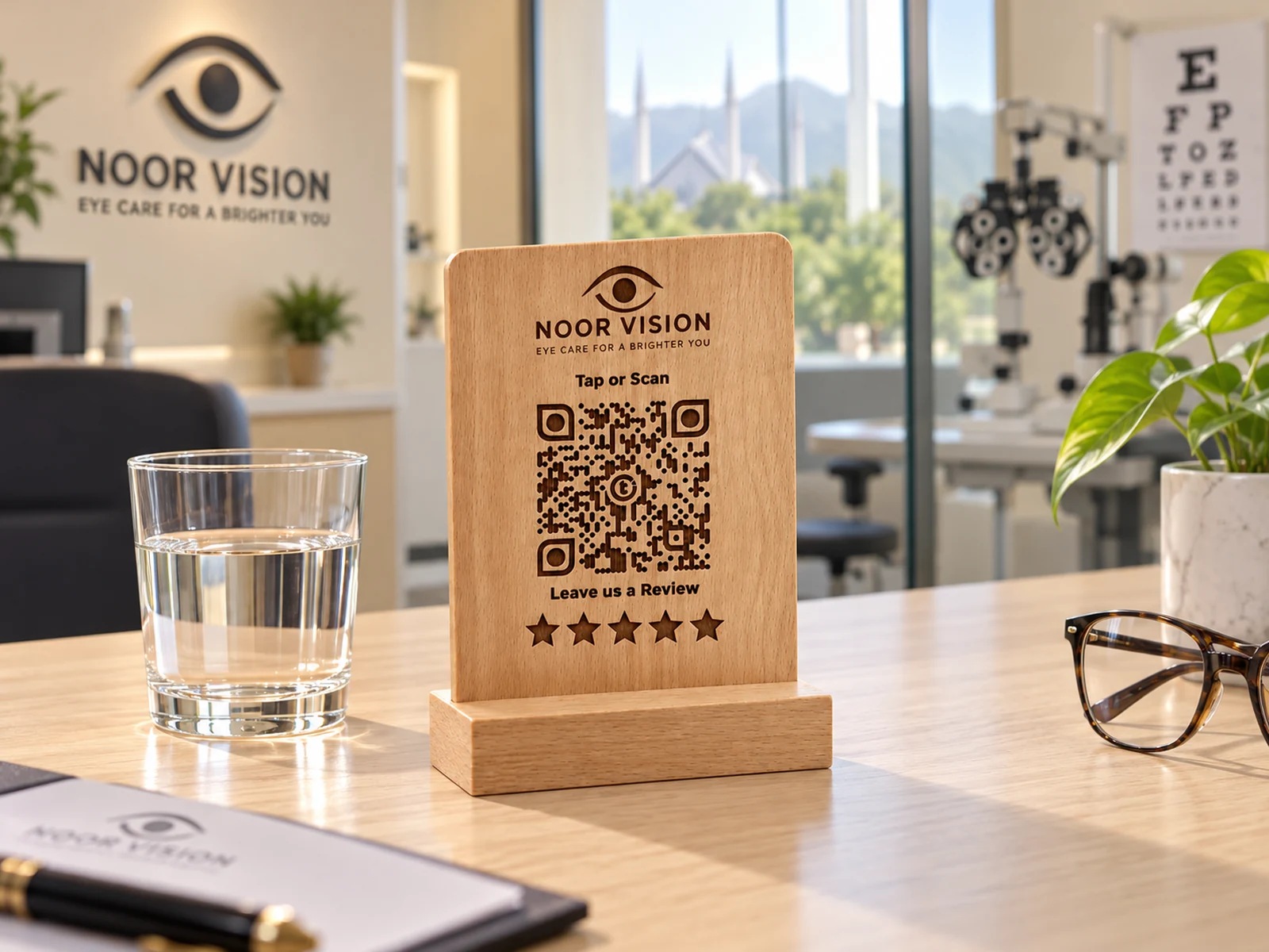 Warm wood. A considered welcome. Clinic product visualization.