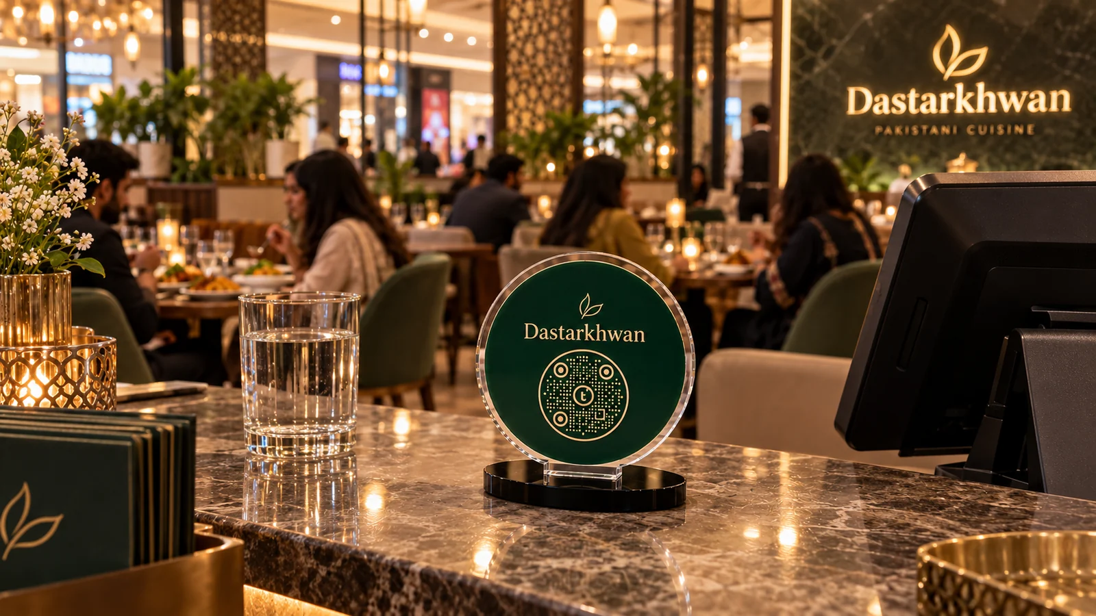 Modern dining. Your colours, your welcome. Restaurant product visualization.