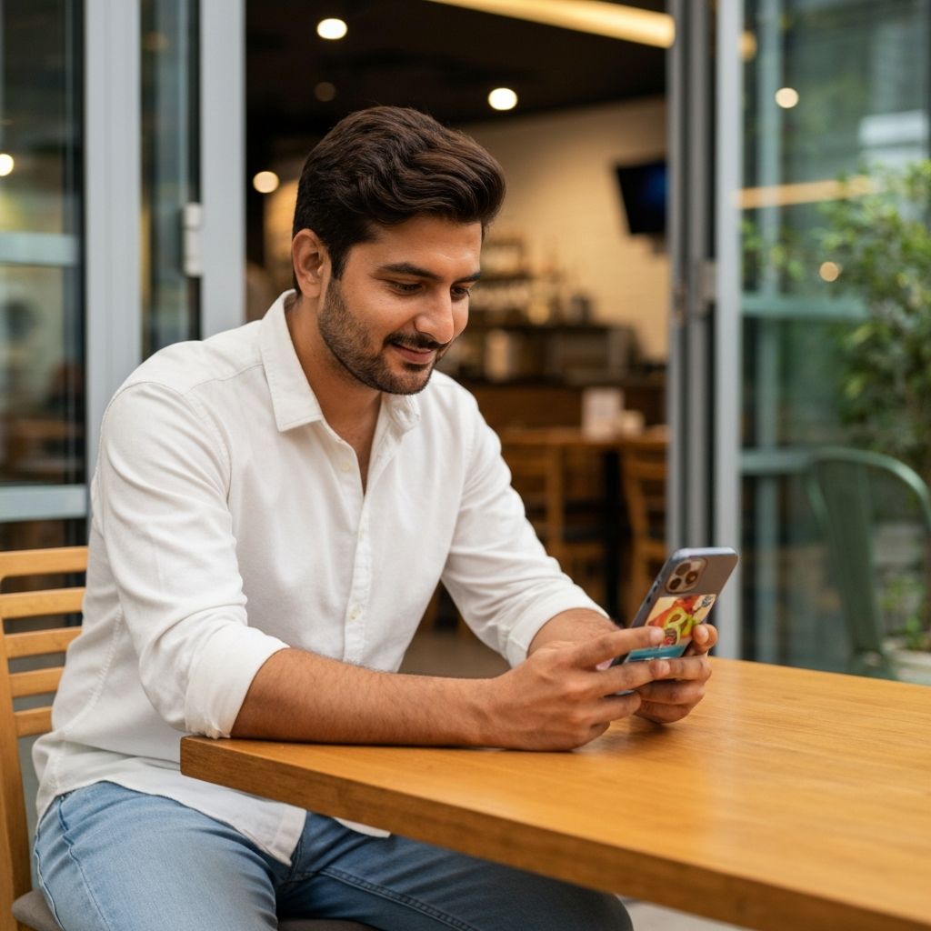 Customer leaving review at retail checkout